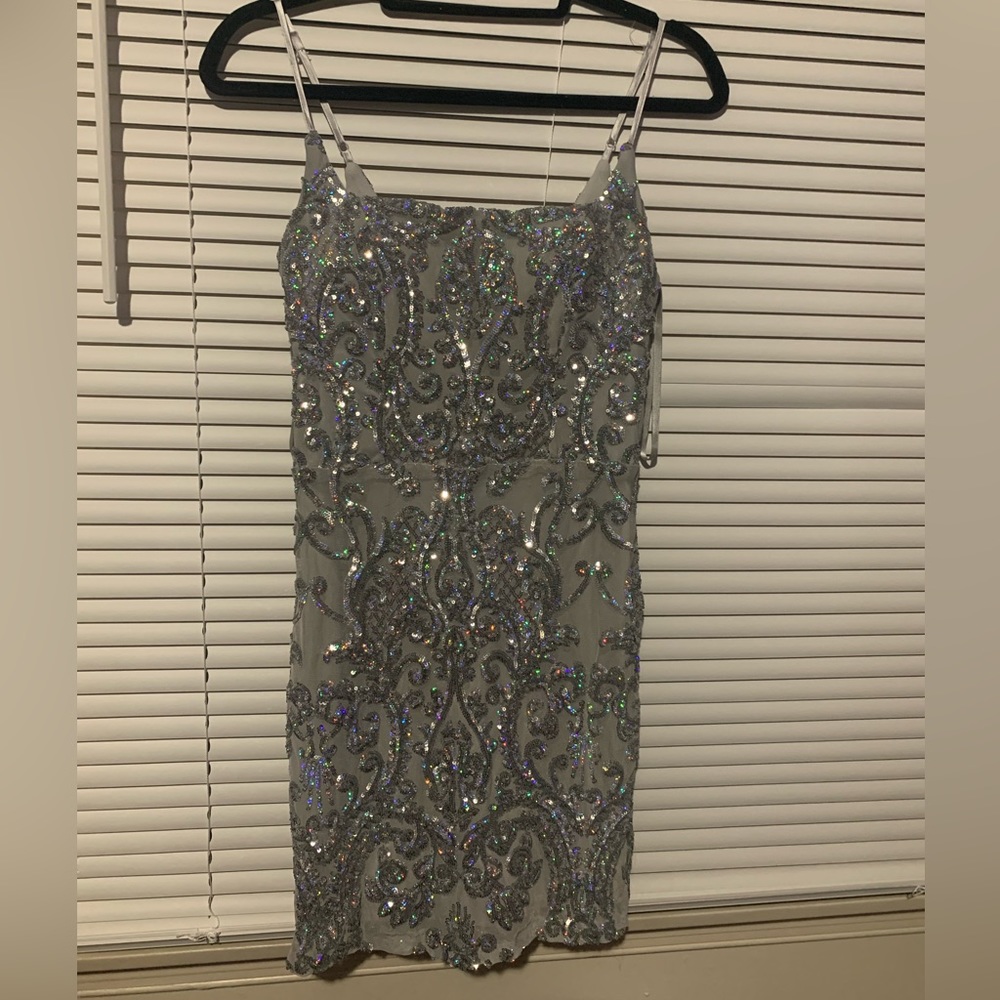 Windsor Silver Sequin Dress.